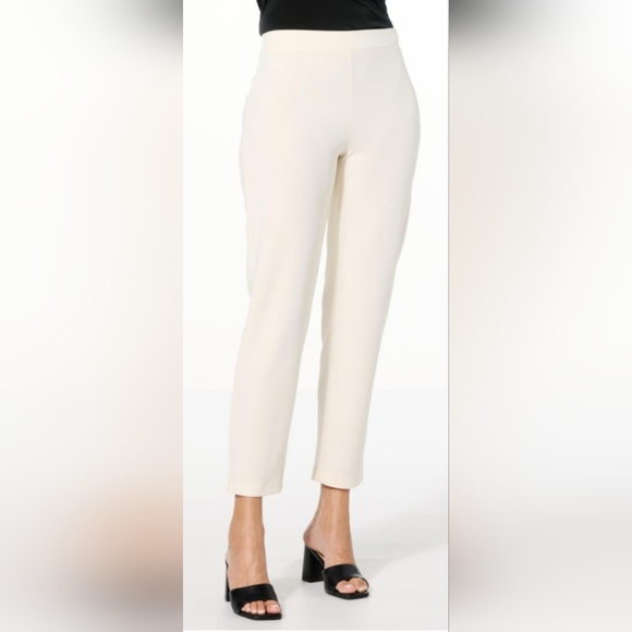 MaxMara Luxe Women's Leisure Trausers Skinny Side Zip Cream Zip Leg Small - Picture 1 of 14